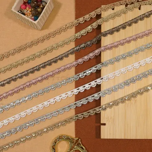 Metallic Yarn, Zari, Sequence Lace