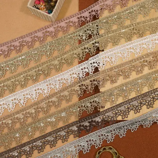 Metallic Yarn Zari Sequence Lace