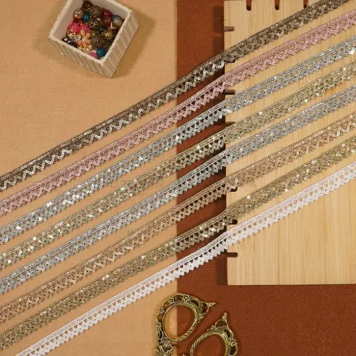 Metallic Yarn Zari Sequence Lace