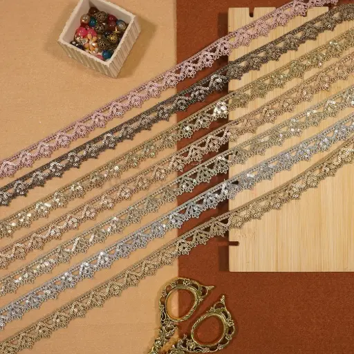 Metallic Yarn Zari Sequence Lace