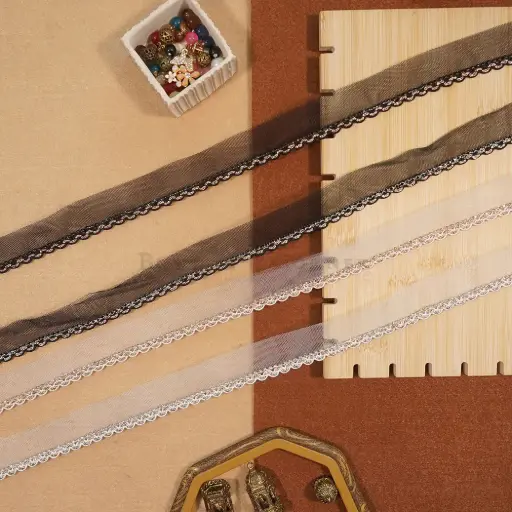 Crystal Stone In Shuttle Net Lace