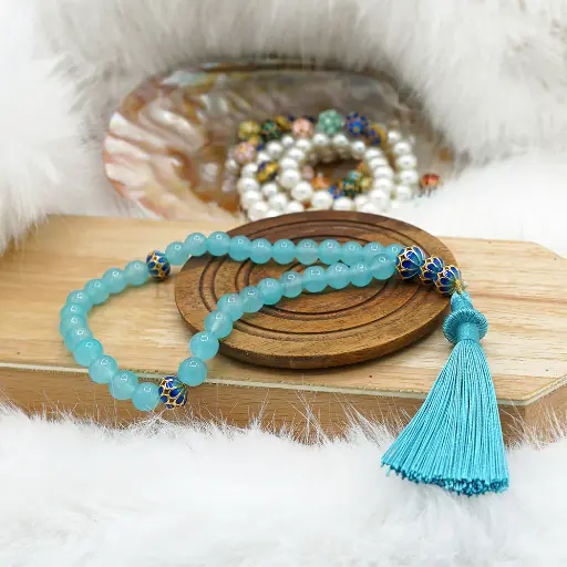 [MT22] 8mm Round Stone Prayer Tasbih In Tassel