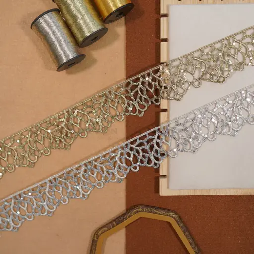 Metallic Yarn, Zari Sequence Lace