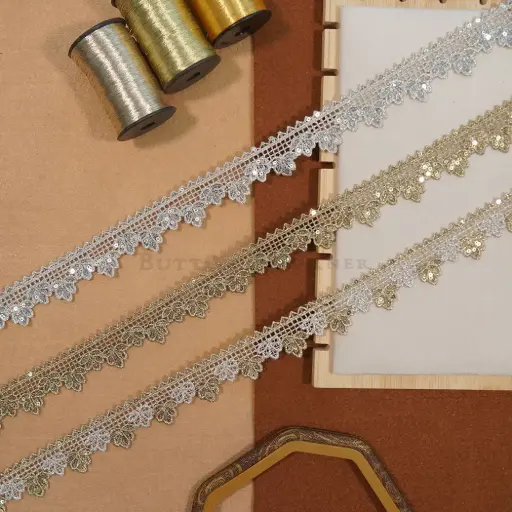 Metallic Yarn, Zari Sequence Lace