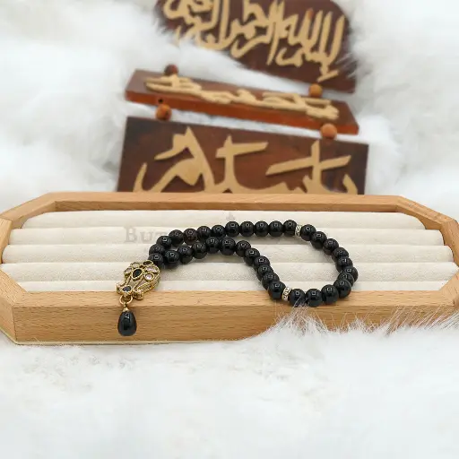 [MT34] 8mm Black Stone Elegant Tasbih For Muslim Prayer