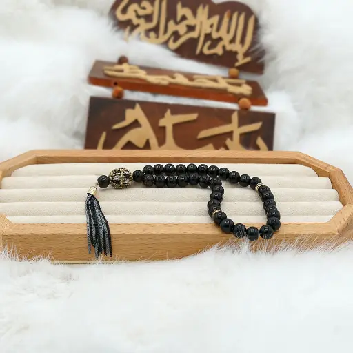 [MT36] 8mm Black Stone Elegant Tasbih For Muslim Prayer