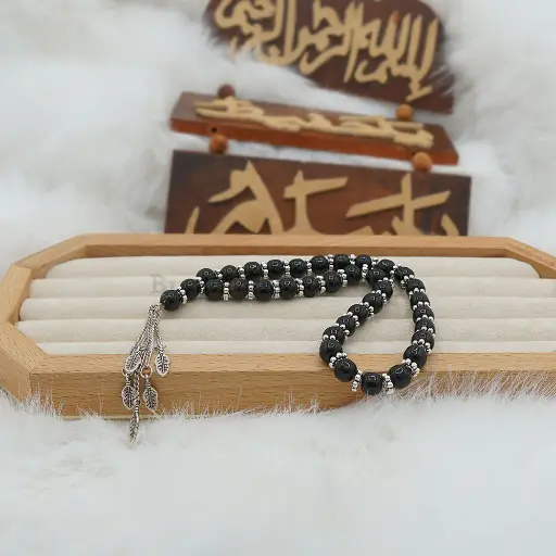 [MT38] 8mm Black Stone Elegant Tasbih For Muslim Prayer