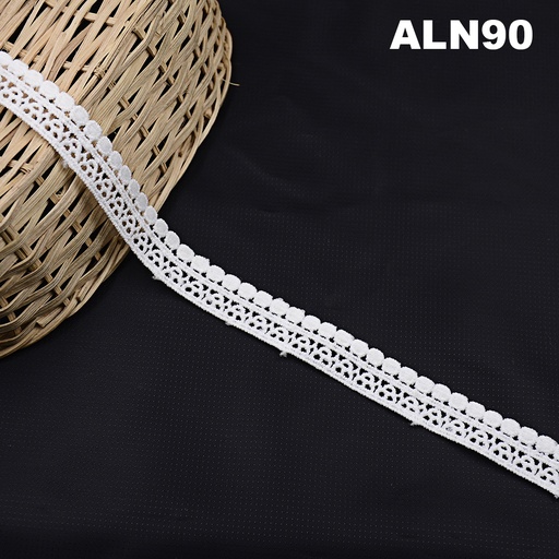 [ALN90-WHITE] One Side Border Shuttle Lace