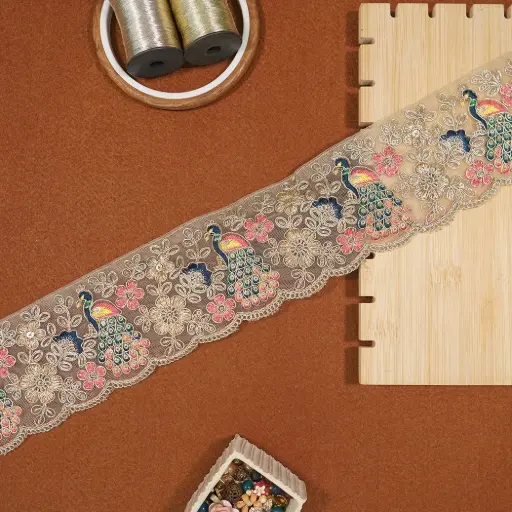 [FANL1736 SKIN] Fancy Metallic Yarn Sequence Lace