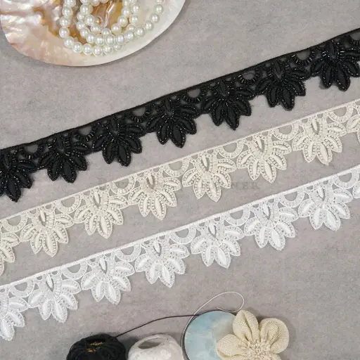 Embroidery Thread, Glass Beads, Fancy Lace