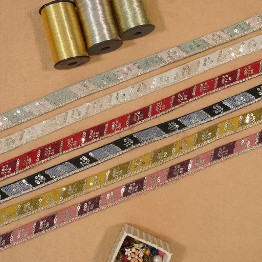 Metallic Yarn, Sequence, Embroidery Lace