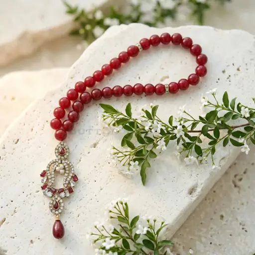 [MT63] 8mm Red Beads Elegant Tasbih For Muslim Prayer
