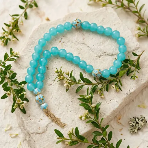 [MT64] 33 Aqua Beads Elegant Islamic Prayer Tasbih