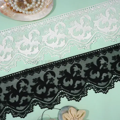 One Side Border Shuttle Net Lace