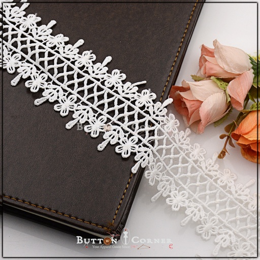 [ALN235-WHITE] Double Side Border Shuttle Lace