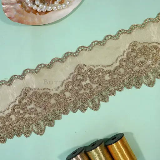 [AG-161 GOLD] Metallic Yarn, Zari Organza Lace