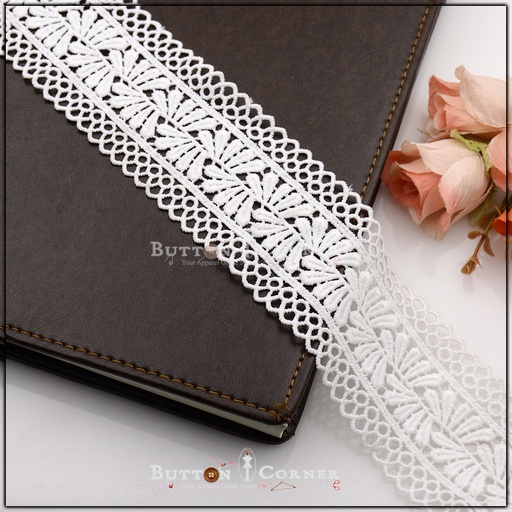[ALN231-WHITE] Double Side Border Shuttle Lace