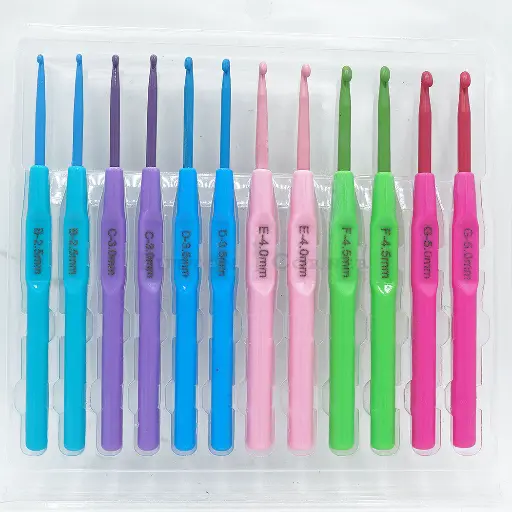 [MHCHSP] Metal Head Crochet Hook Set In Plastic Handle