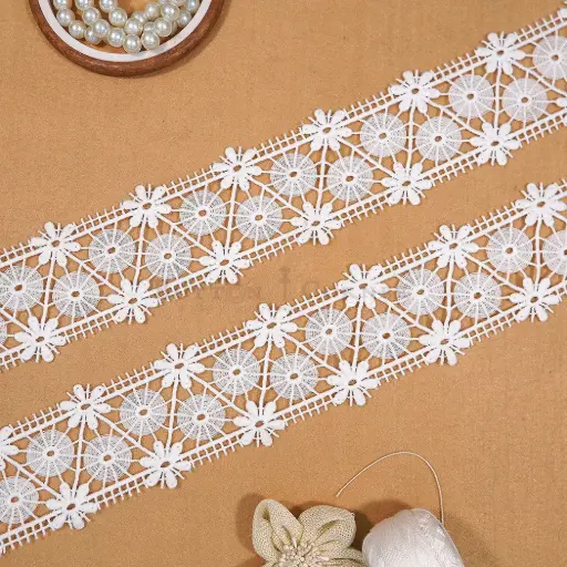 [AL2080 WHITE] Double Side Border Shuttle Lace