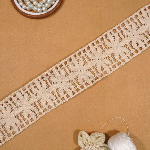 [CL101 BEIGE] Cord Embroidered Lace
