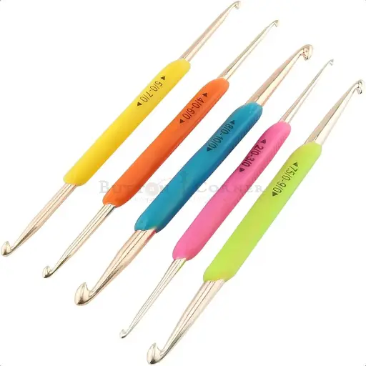 [DECHS] 5Pcs Double-End Crochet Hook Set With Soft Rubber Handle