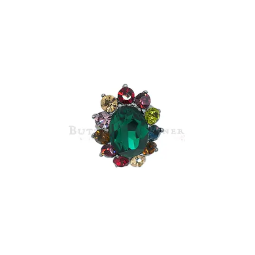 [4974 EMERALD GREEN] Elegant Style Emerald Green Retro Oval Brooch 
