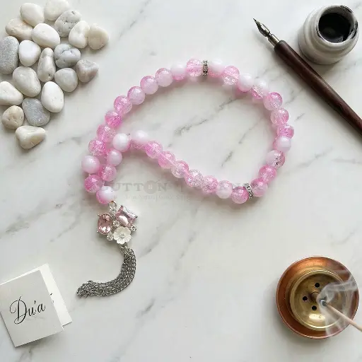 [MT79] 8mm Pink Snow Beads Cute Mini Prayer Tasbih