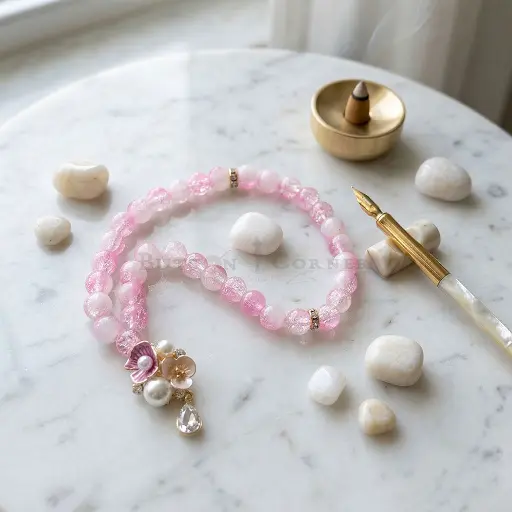 [MT80] 8mm Pink Snow Beads Cute Mini Prayer Tasbih