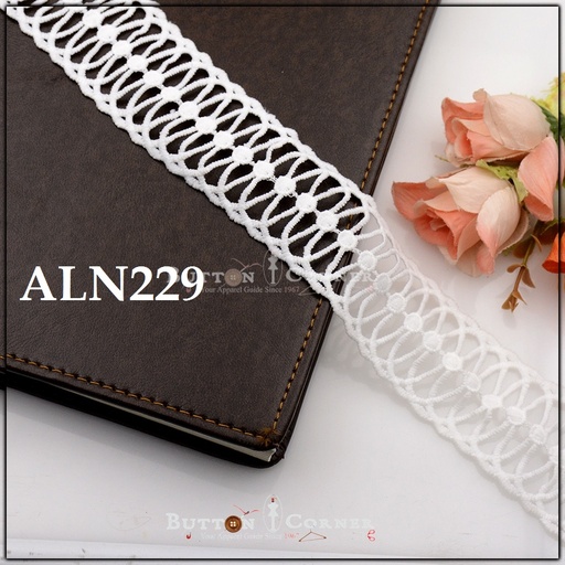 [ALN229-WHITE] Double Side Border Shuttle Lace