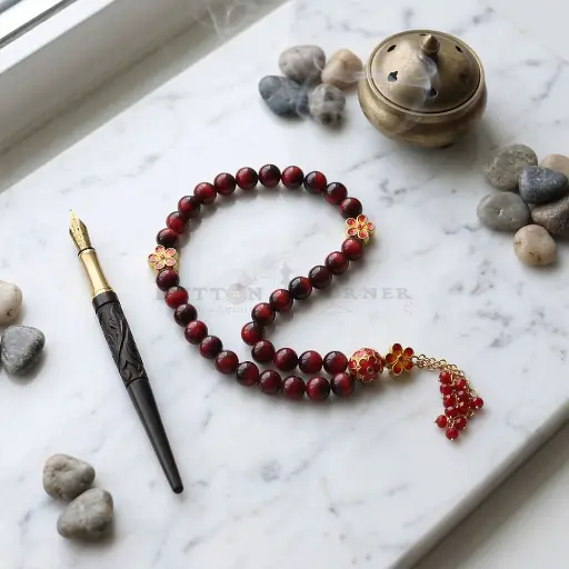 [MT102] 8mm Heartwood Red Modern Prayer Tasbih