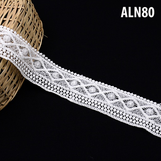 [ALN80-WHITE] One Side Border Shuttle Lace