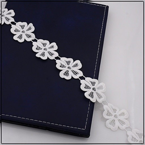 [ALN252-WHITE] Shuttle Applique Lace