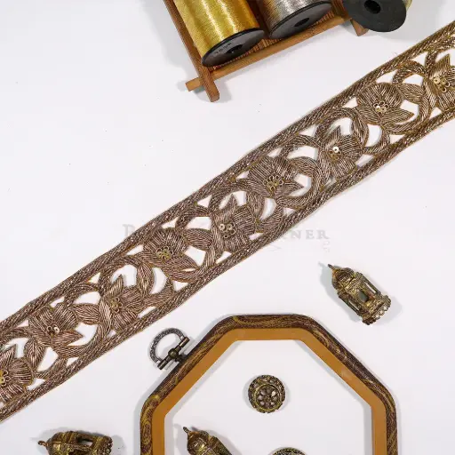 [FANL1770 ANTQ ROSE GOLD] Fancy Kora & Dabka, Sequence Lace