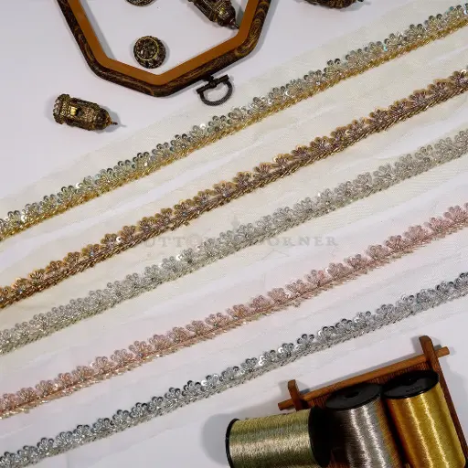 Fancy Glass Beads, Sequence, Dabka Lace