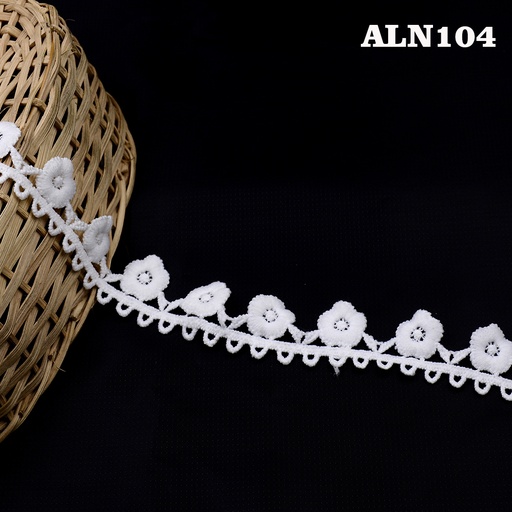 [ALN104 WHITE] One Side Border Shuttle Lace