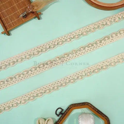 [EML483/983 OFF WHT GOLD] Embroidery Thread, Metallic Yarn, Sequence, Net Lace