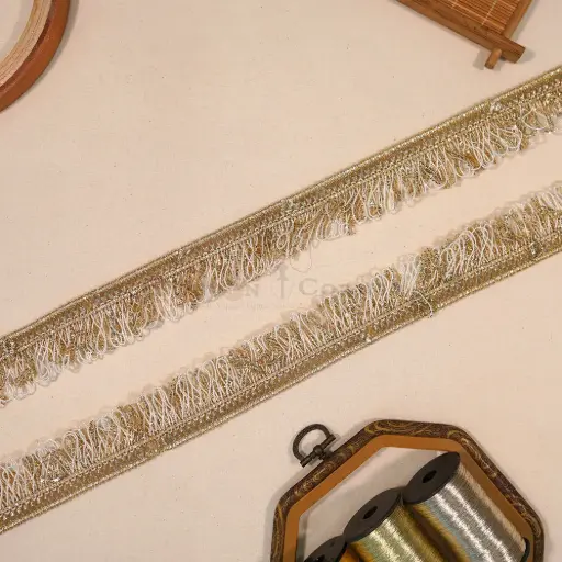 [KTL33/4450 GOLD] Multi Cotton, Lurex, Gota, Hanging Lace