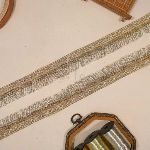 [KTL34/S4484 GOLD] Multi Cotton, Metallic Yarn, Hanging Lace
