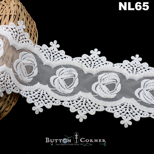 [NL65 WHITE] Double Side Border Net Lace