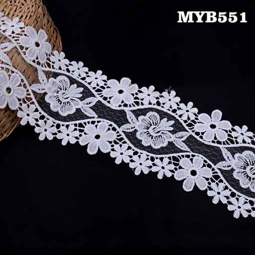[MYB551 WHITE] Double Side Border Net Lace