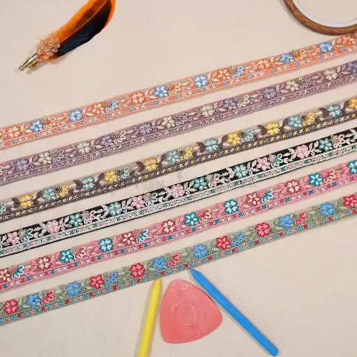 Embroidery Thread, Sequence, Net lace in Colour