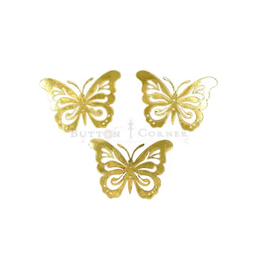 [BSBF01-32MM SHINE GOLD] Leather Look Artificial 3D Hollow Butterfly