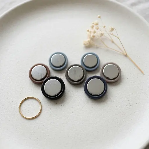 Nontoxic White Mute Plated Smooth Surface Metal Button Two Parts