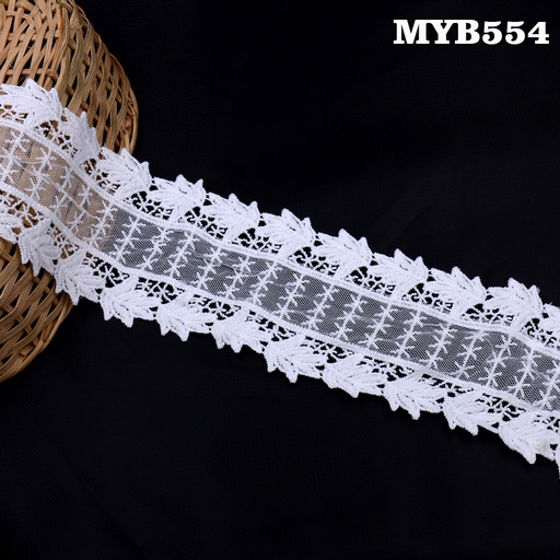 [MYB554 WHITE] Double Side Border Net Lace