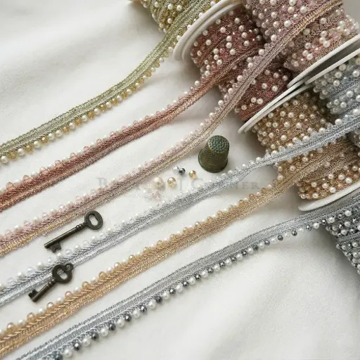 Metallic Yarn, Pearl & Crystals, Edge Lace