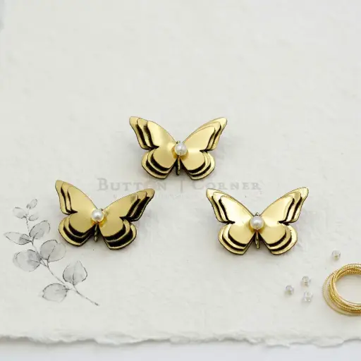 [BSBF02 SHINE GOLD] Three Layers Faux Leather 3D Butterfly