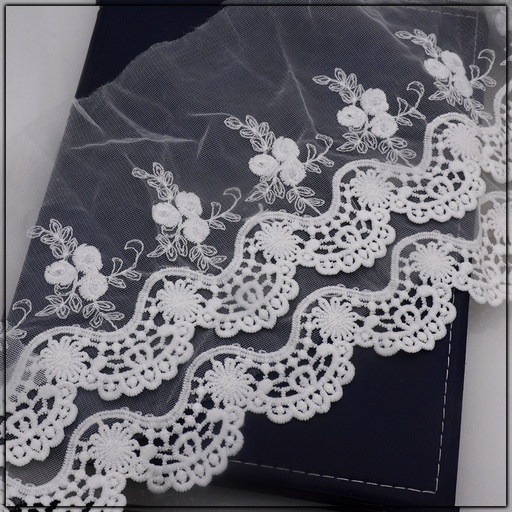 [AL841 WHITE] One Side Border Net Lace