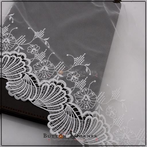 [AL844 WHITE] One Side Border Net Lace