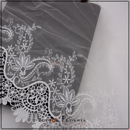 [AL847 WHITE] One Side Border Net Lace