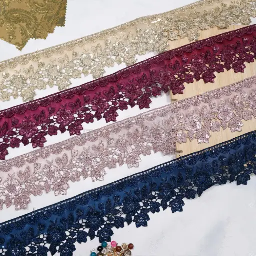 Metallic Yarn, Sequence, Shuttle Organza Lace